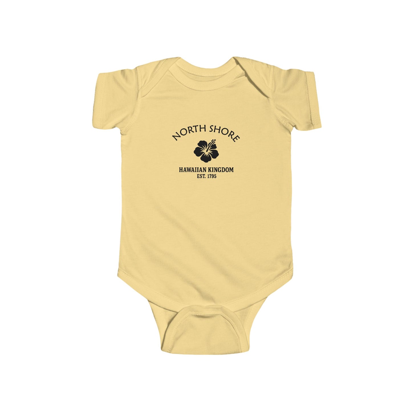 North Shore Hawaii Cottton Jersey Baby Bodysuit - Black Logo