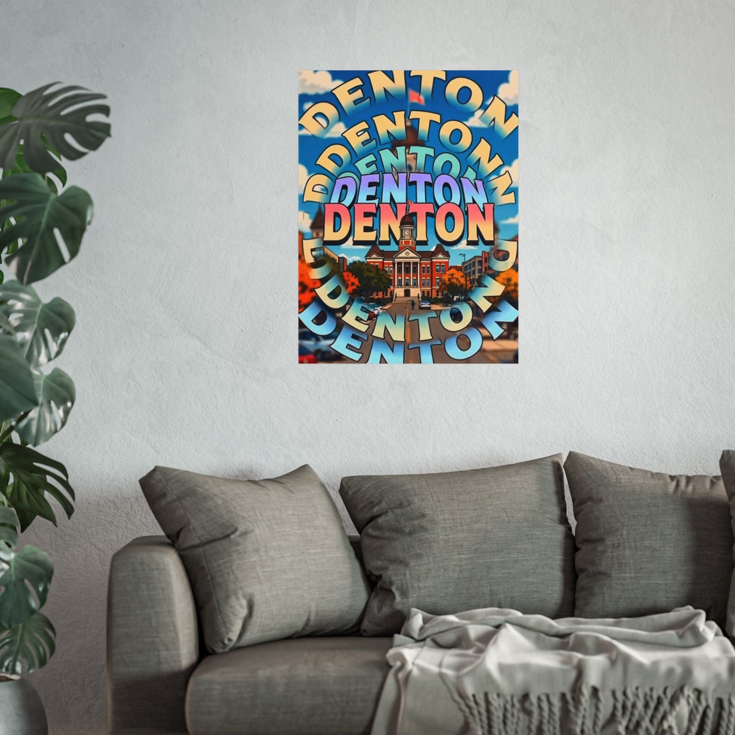 Denton Texas Vintage Retro Giclée Print Art Series Poster