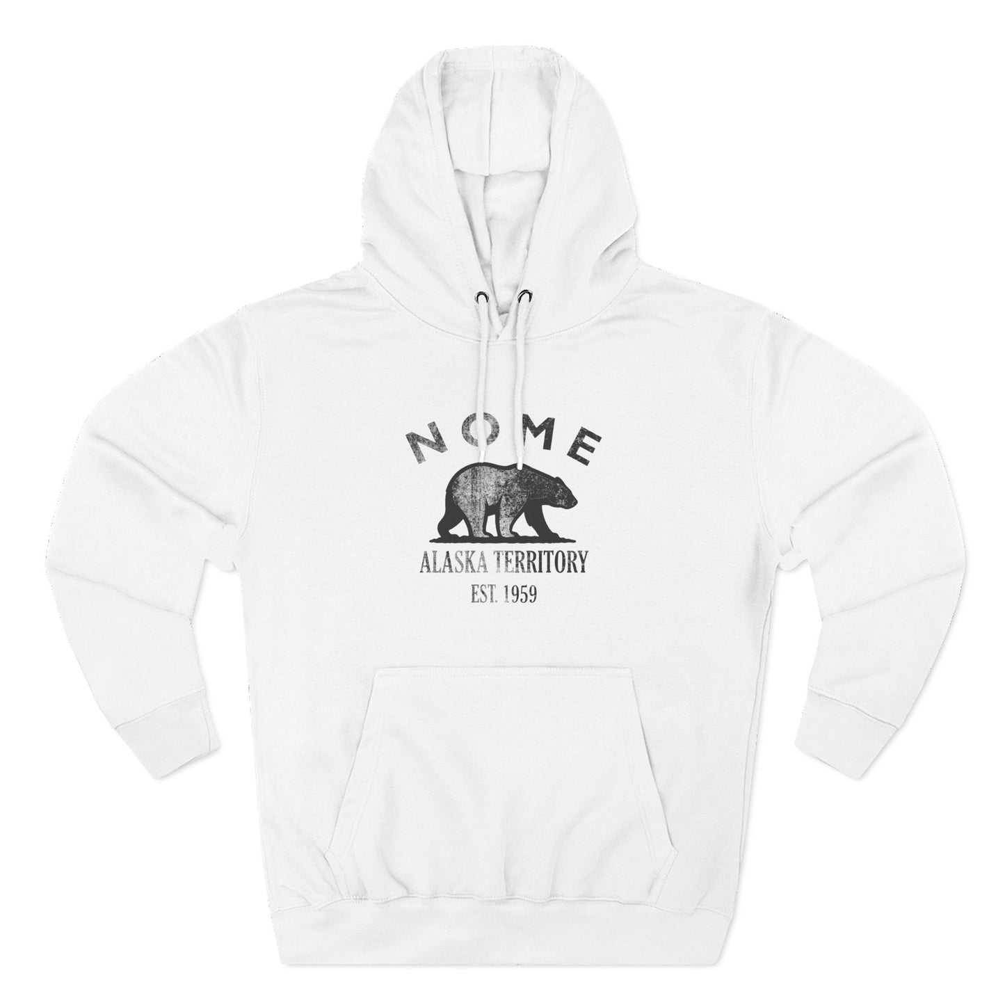 Nome Alaska Vintage Retro Unisex Heavy Cotton Hoodie - Black Logo