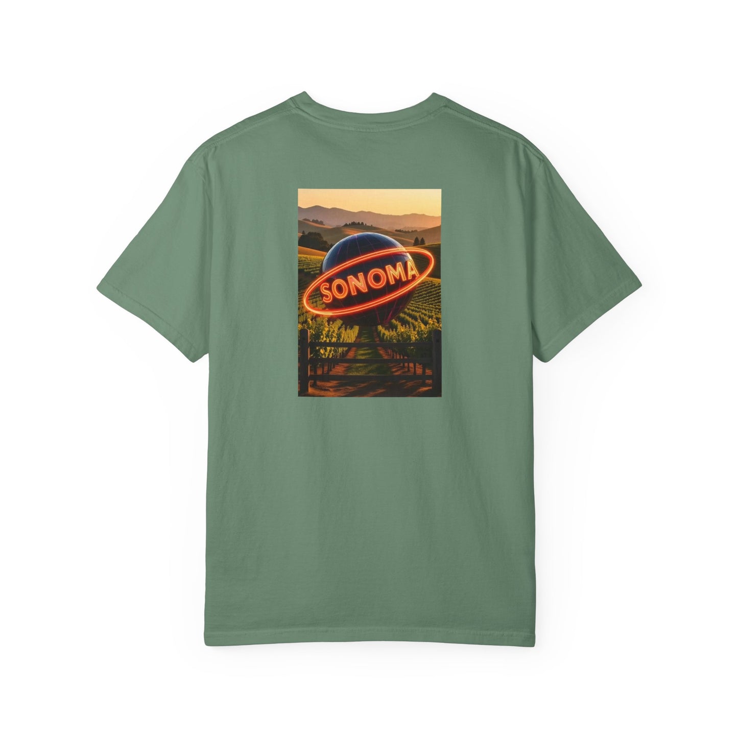Sonoma California Vintage Retro Back Printed Art Series Cotton Tee - Black Logo