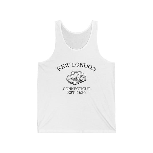 New London Connecticut Vintage Retro Unisex Cotton Jersey Tank Top - Black Logo