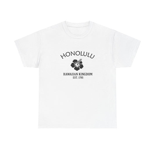 Honolulu Hawaii Vintage Retro Unisex Heavy Cotton Tee - Black Logo
