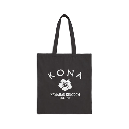 Kona Hawaii Vintage Retro Cotton Canvas Tote Bag - White Logo