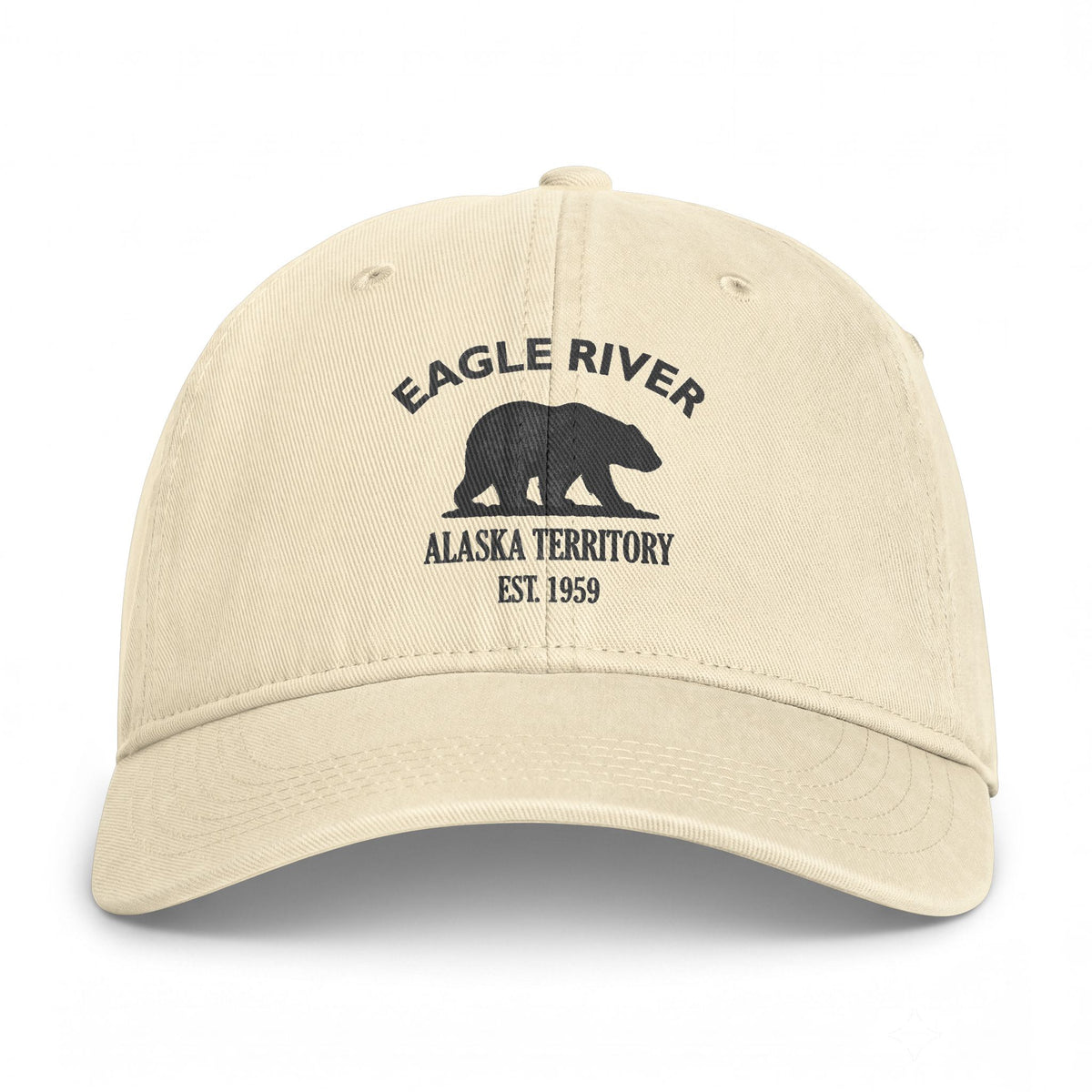 Eagle River Alaska Distressed Cotton Cap - Charcoal Print Logo