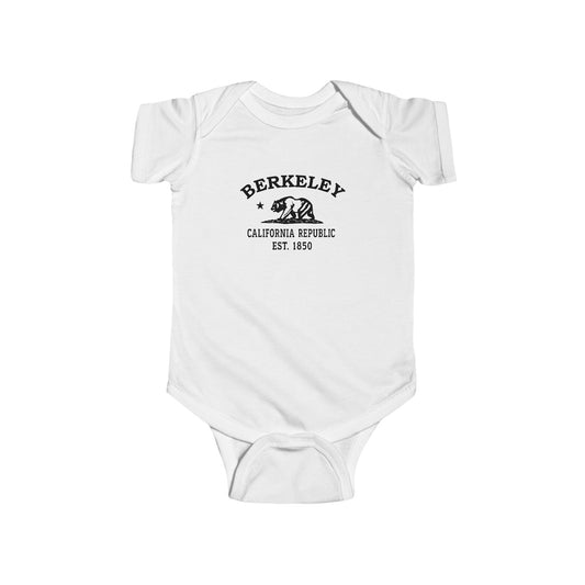 Berkeley California Vintage Retro Cotton Jersey Baby Bodysuit - Black Logo