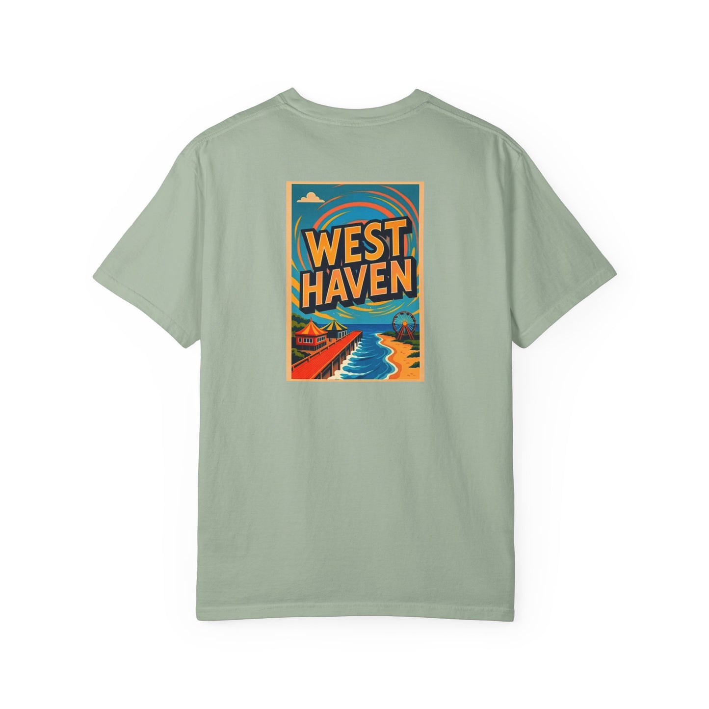 West Haven Connecticut Vintage Retro Back Printed Art Series Cotton Tee - Black Logo