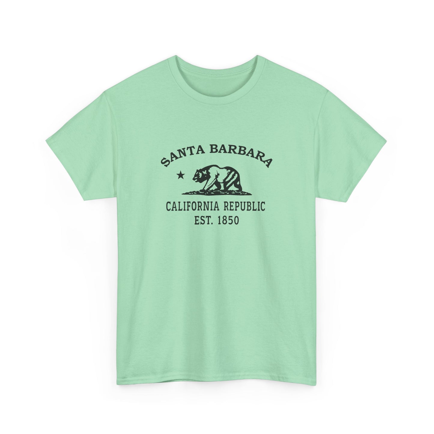 Santa Barbara California Vintage Retro Unisex Heavy Cotton Tee - Black Logo