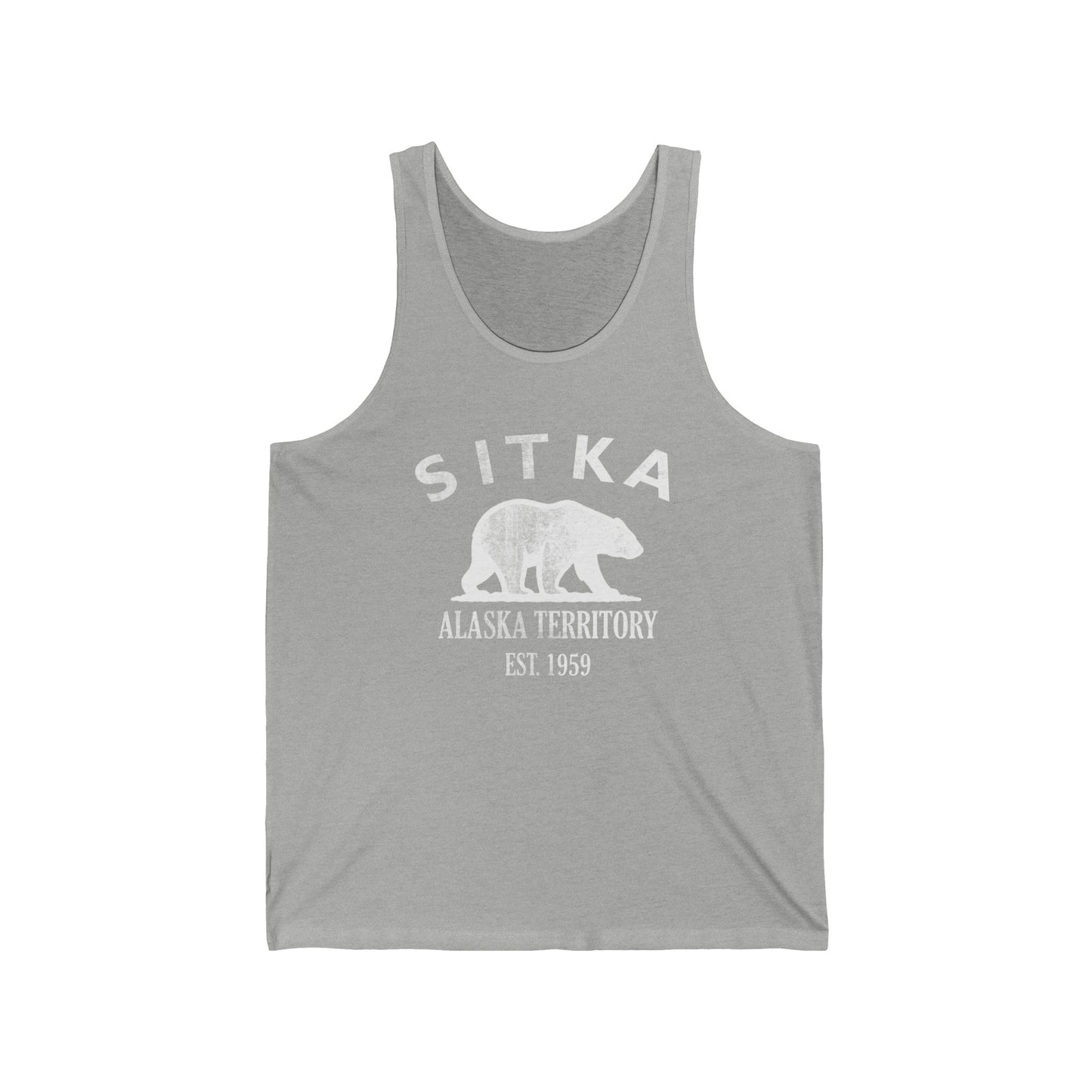 Sitka Alaska Vintage Retro Unisex Cotton Jersey Tank Top - White Logo