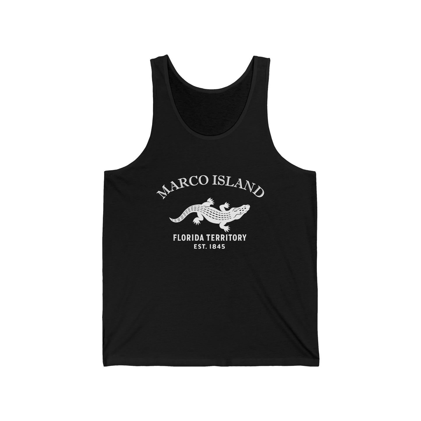Marco Island Florida Unisex Cotton Jersey Tank Top - White Logo