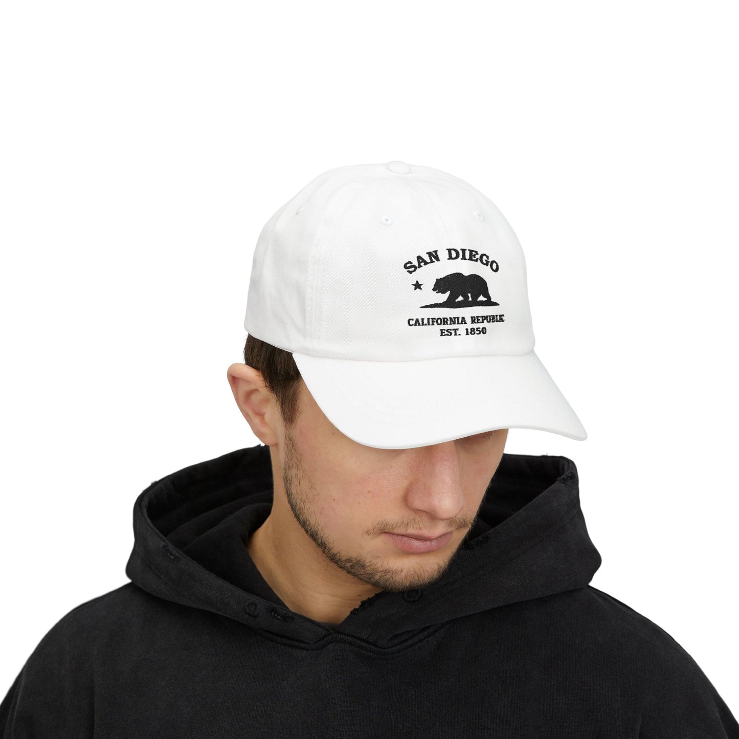 San Diego California Classic Embroidered Vintage Retro Cotton Cap - Black Logo