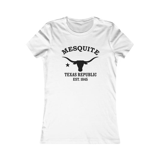 Mesquite Texas Ringspun Cotten Fitted Vintage Retro Womens Tee - Black Logo
