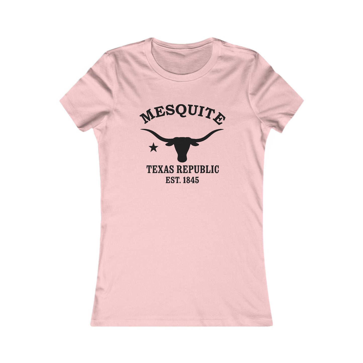 Mesquite Texas Ringspun Cotten Fitted Vintage Retro Womens Tee - Black Logo