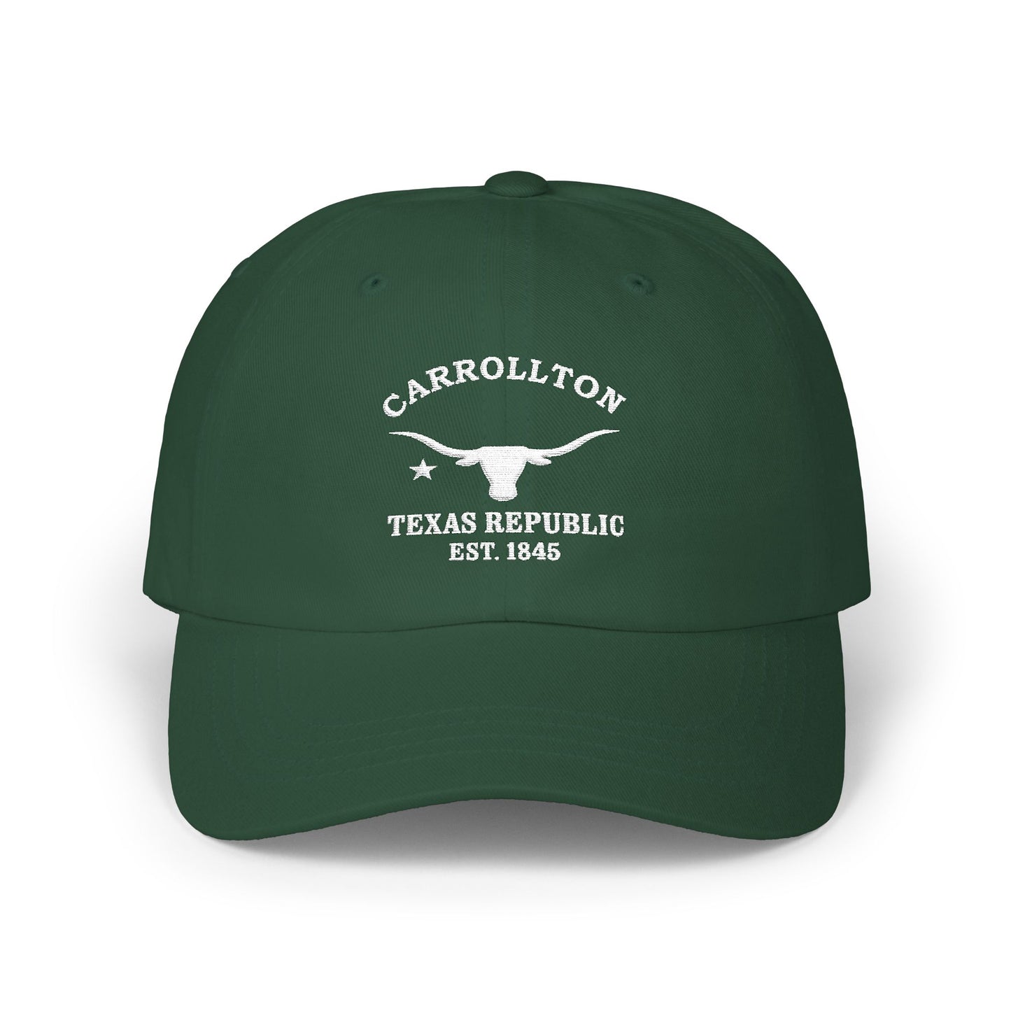 Carrollton Texas Vintage Retro Embroidered Cotton Cap - White Logo