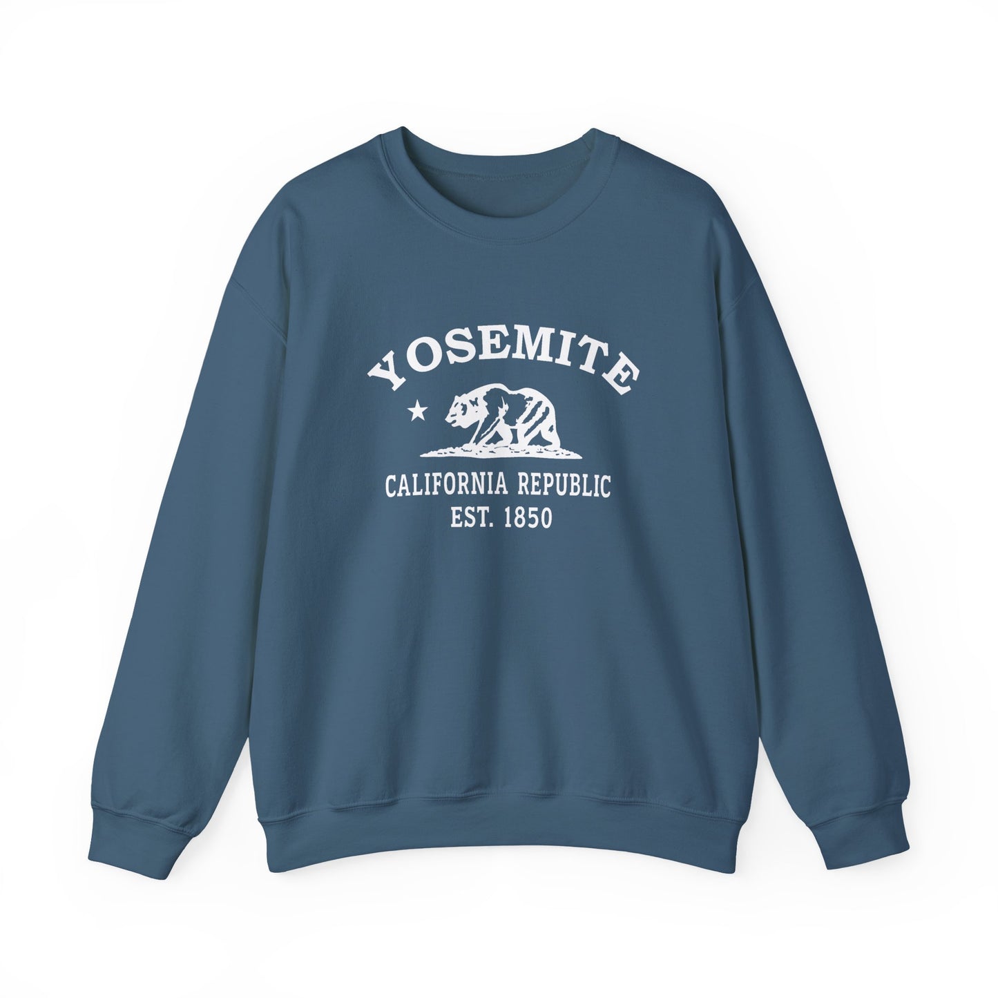 Yosemite California Vintage Retro Unisex Heavy Crewneck Sweatshirt - White Logo
