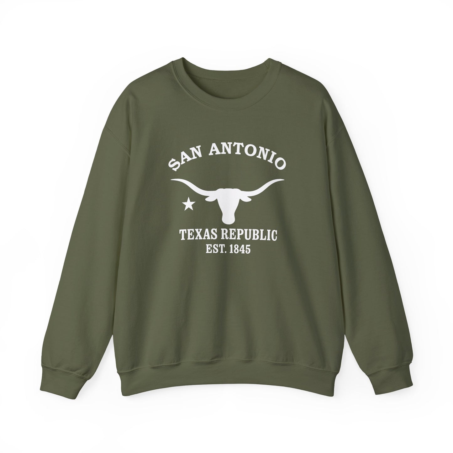 San Antonio Texas Vintage Retro Unisex Heavy Crewneck Sweatshirt - White Logo