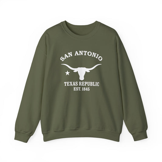 San Antonio Texas Vintage Retro Unisex Heavy Crewneck Sweatshirt - White Logo