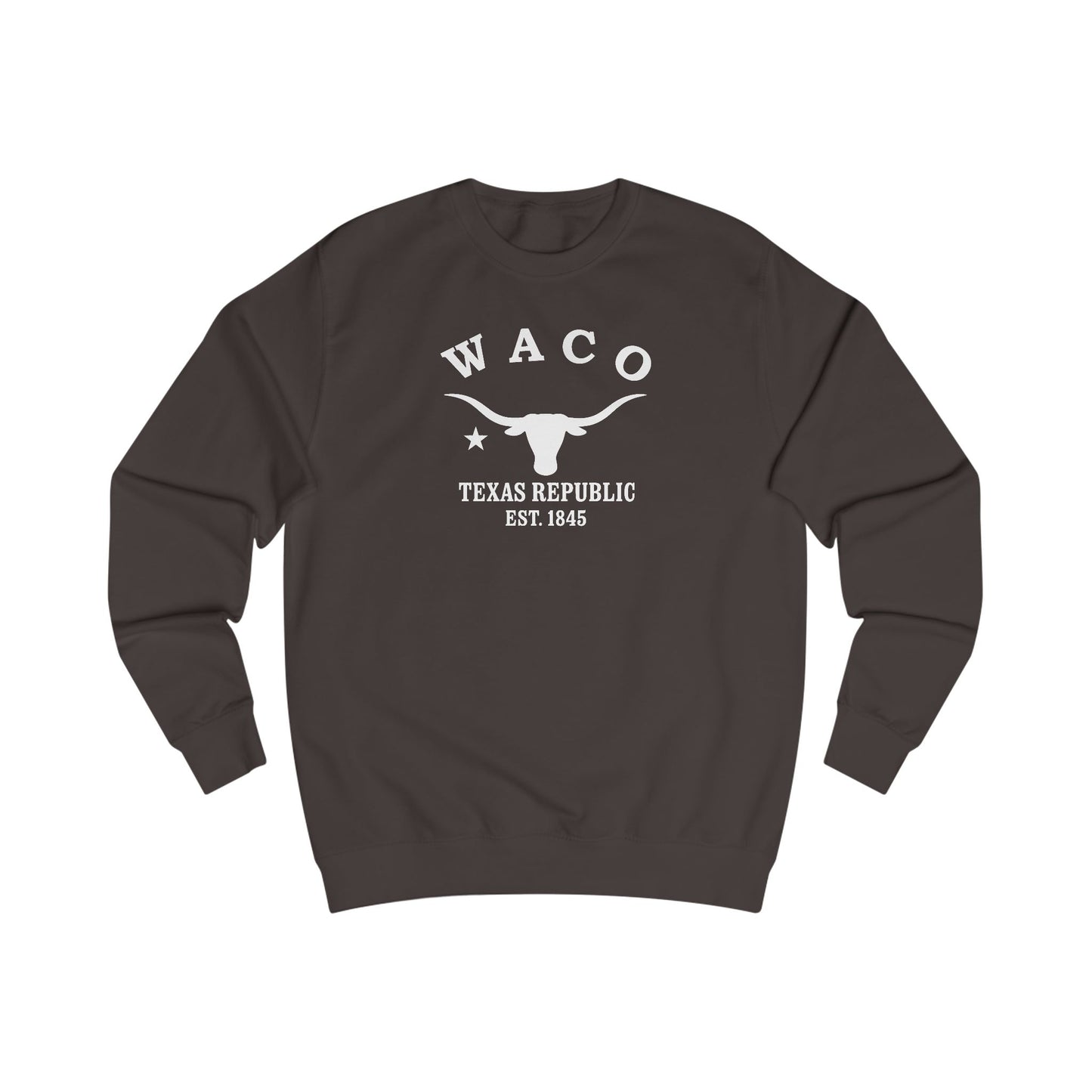 Waco Texas Vintage Retro Premium Crewneck Sweatshirt - White Logo - Bottle Green