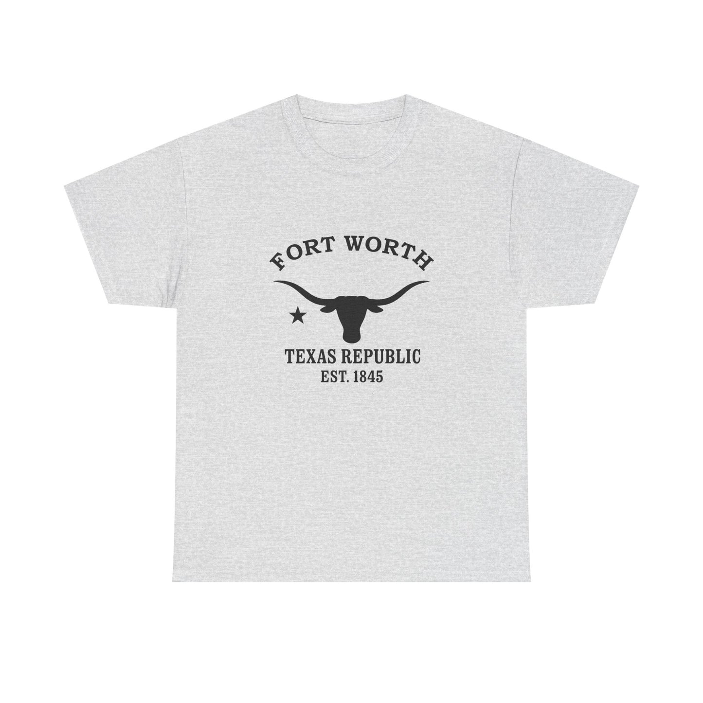 Fort Worth Texas Vintage Retro Unisex Heavy Cotton Tee - Black Logo
