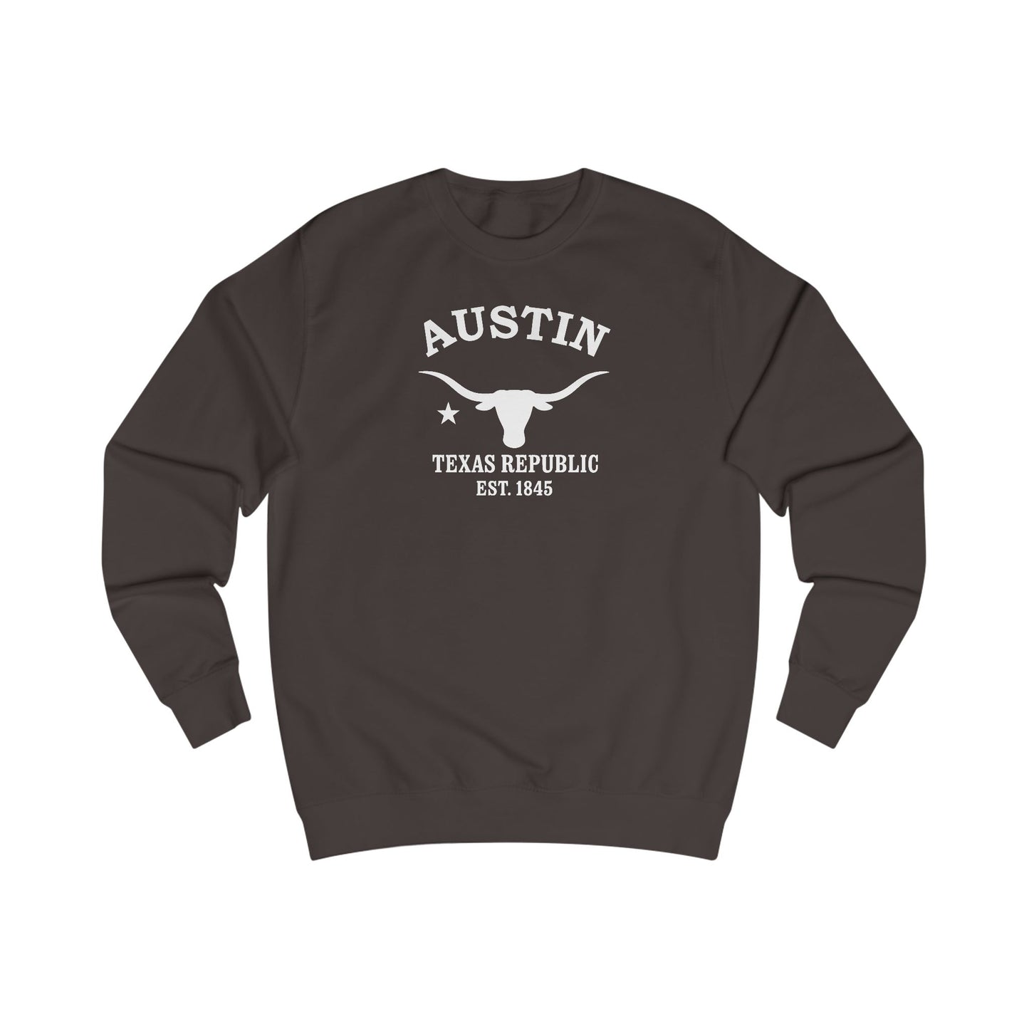 Austin Texas Vintage Retro Premium Crewneck Sweatshirt - White Logo - Bottle Green
