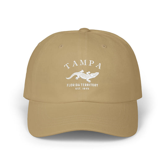 Tampa Florida Vintage Retro Embroidered Cotton Cap - White Logo