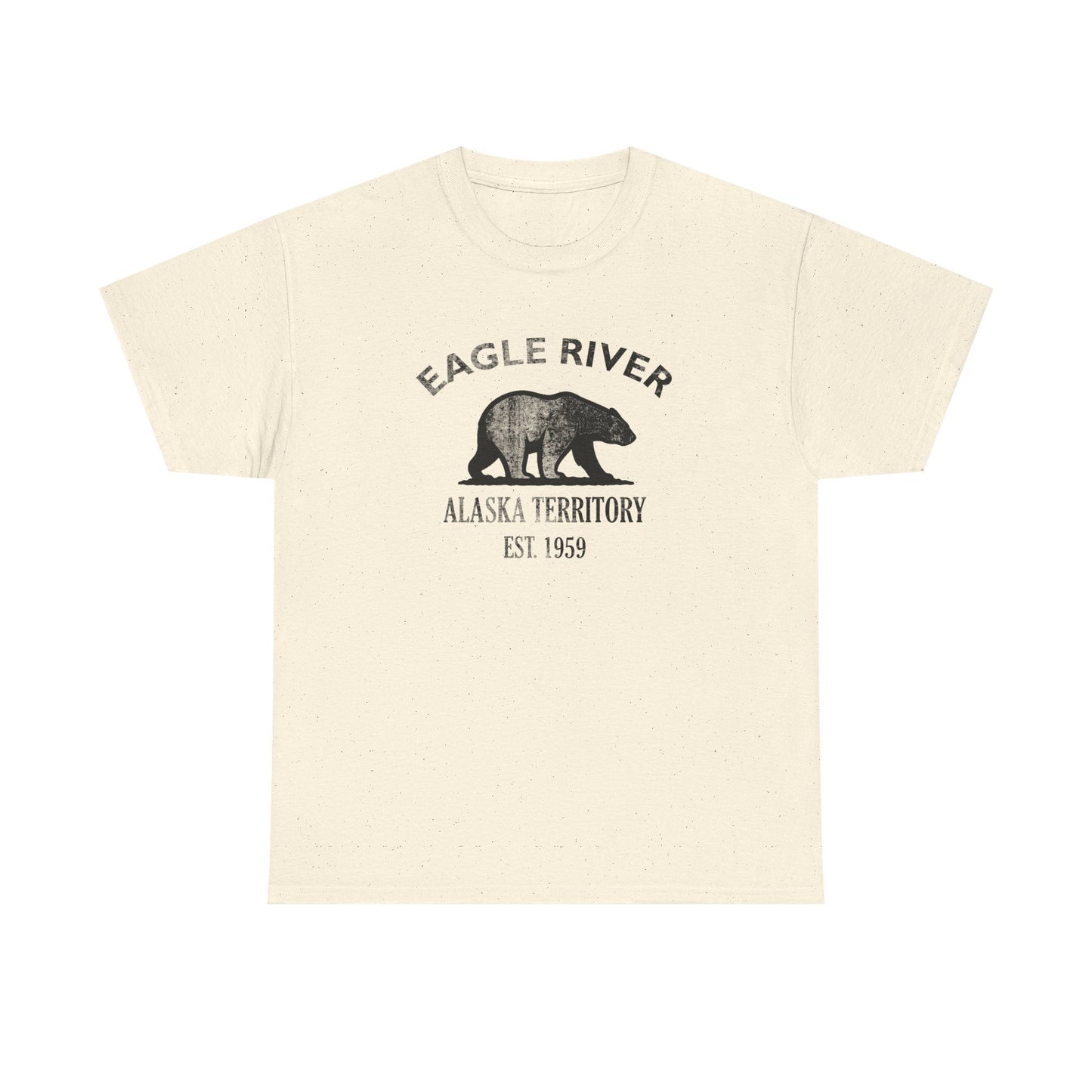 Eagle River Alaska Vintage Retro Unisex Heavy Cotton Tee - Black Logo
