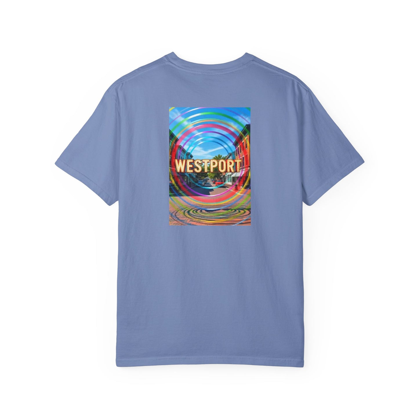 Westport Connecticut Vintage Retro Back Printed Art Series Cotton Tee - Black Logo