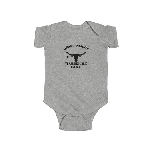 Grand Prairie Texas Vintage Retro Cotton Jersey Baby Bodysuit - Black Logo