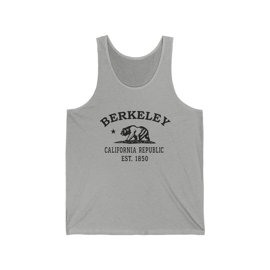Berkeley California Vintage Retro Unisex Cotton Jersey Tank Top - Black Logo