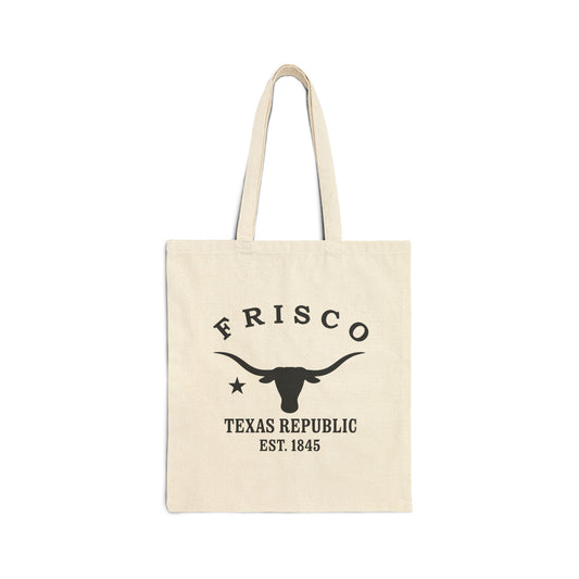Frisco Texas Vintage Retro Cotton Canvas Tote Bag - Black Logo