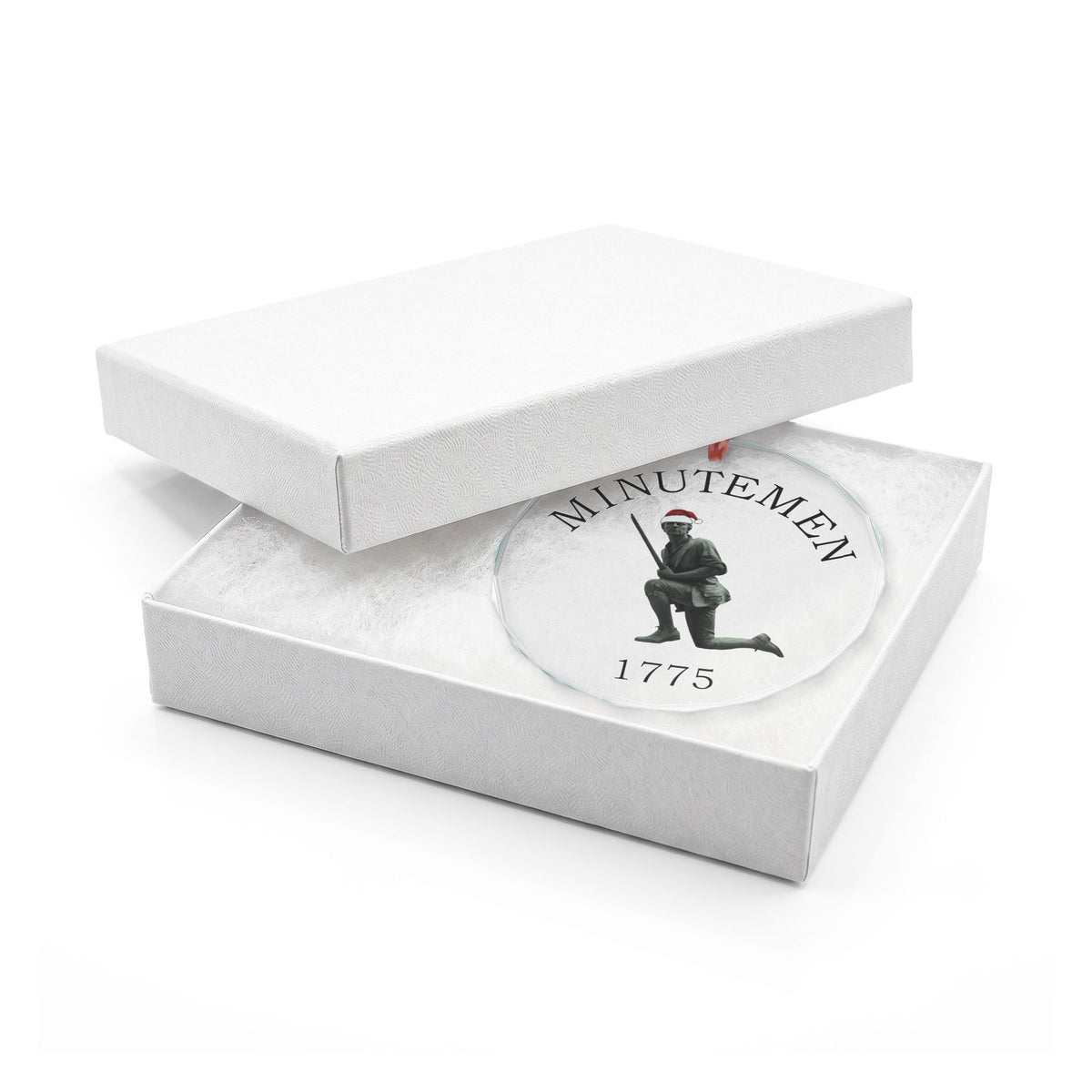 Minuteman Crystal Glass Ornament in a Gold Gift Box