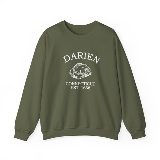 Darien Connecticut Vintage Retro Unisex Heavy Crewneck Sweatshirt - White Logo