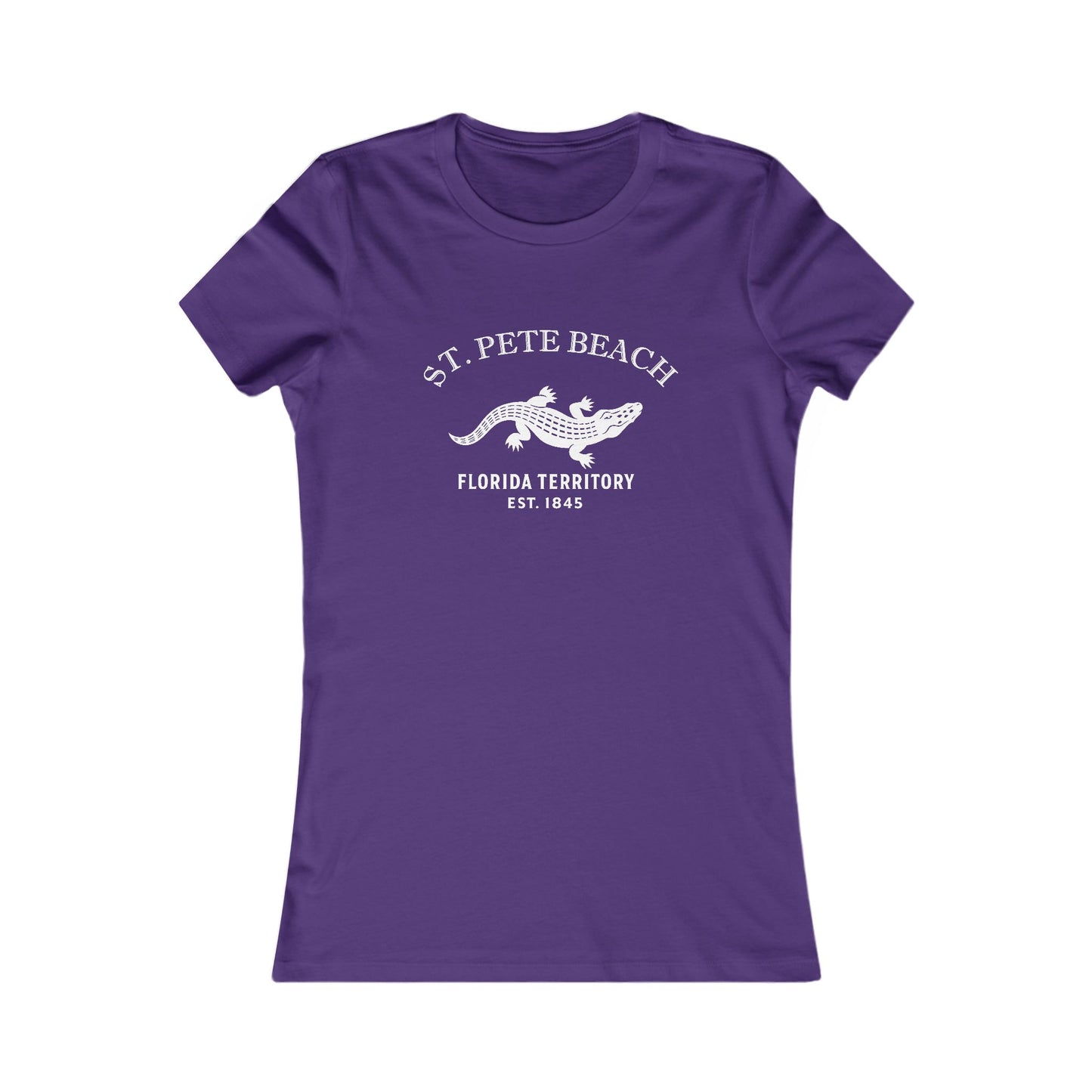 St Pete Beach Florida Vintage Retro Womens Fitted Ringspun Cotton Tee - White Logo