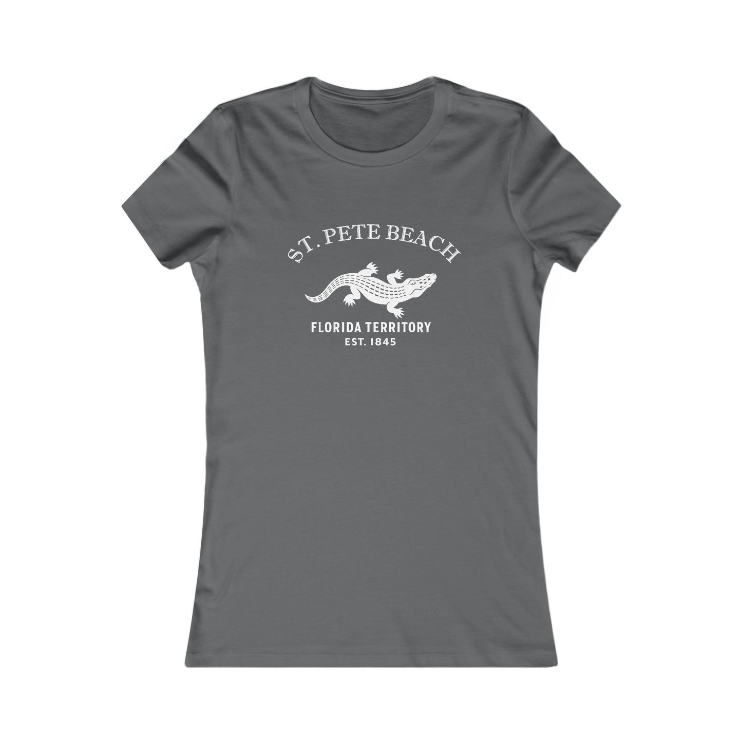 St Pete Beach Florida Vintage Retro Womens Fitted Ringspun Cotton Tee - White Logo