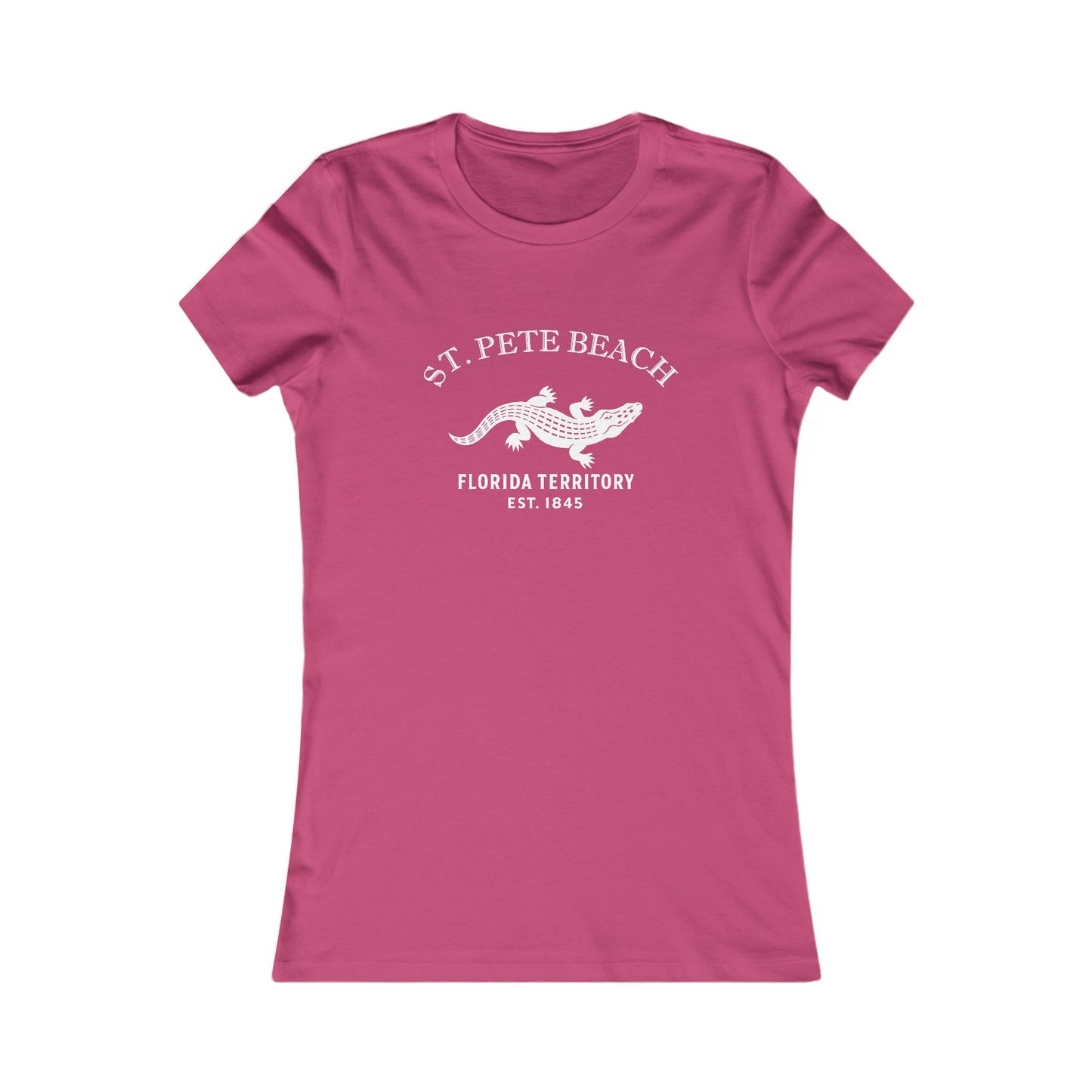 St Pete Beach Florida Vintage Retro Womens Fitted Ringspun Cotton Tee - White Logo