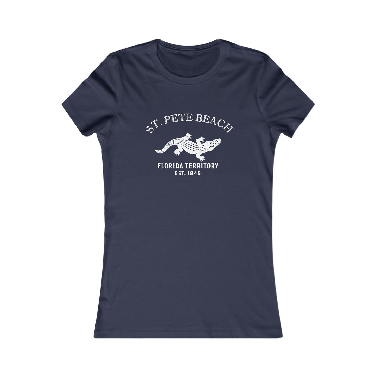 St Pete Beach Florida Vintage Retro Womens Fitted Ringspun Cotton Tee - White Logo