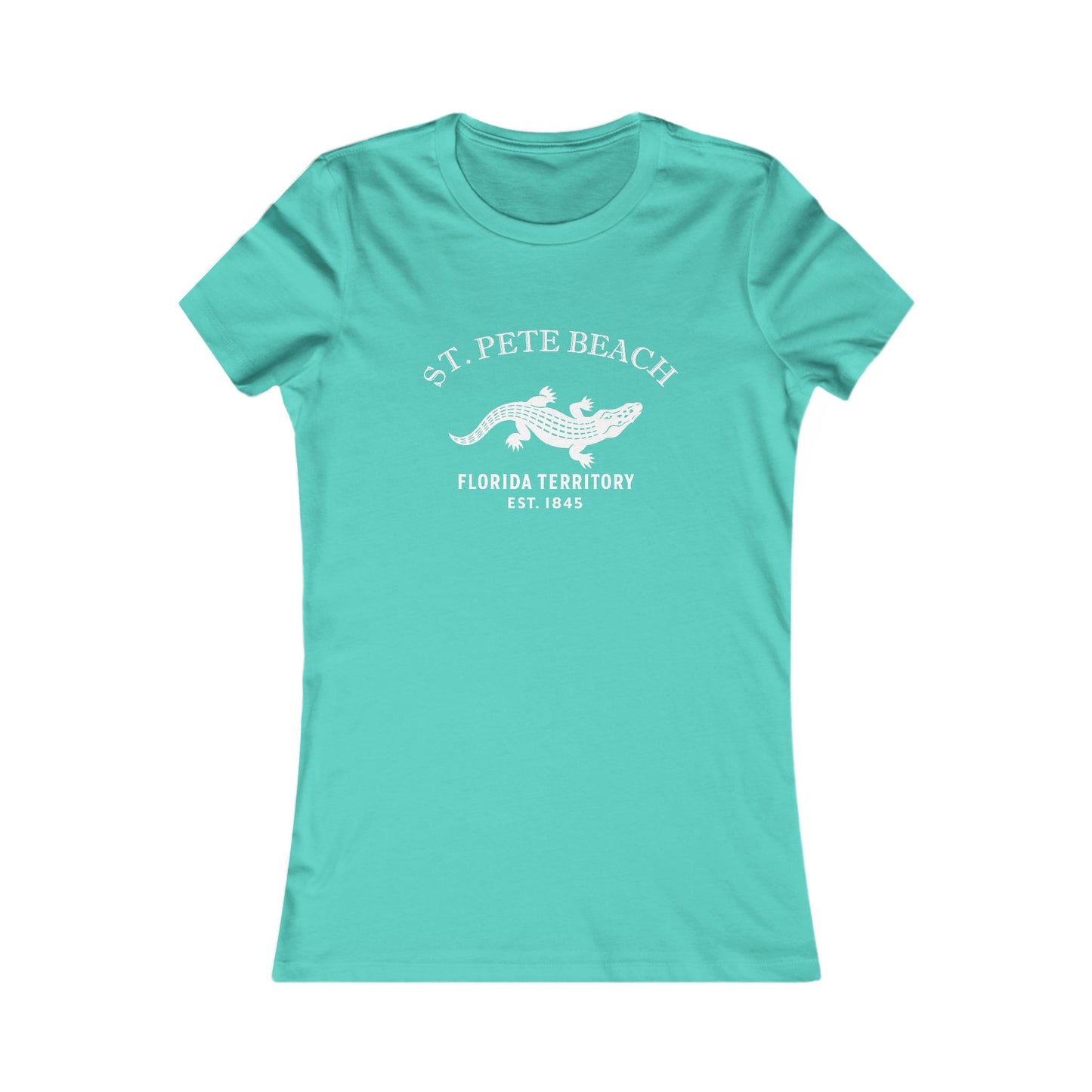 St Pete Beach Florida Vintage Retro Womens Fitted Ringspun Cotton Tee - White Logo