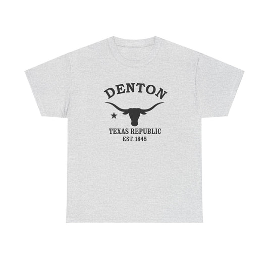 Denton Texas Vintage Retro Unisex Heavy Cotton Tee - Black Logo