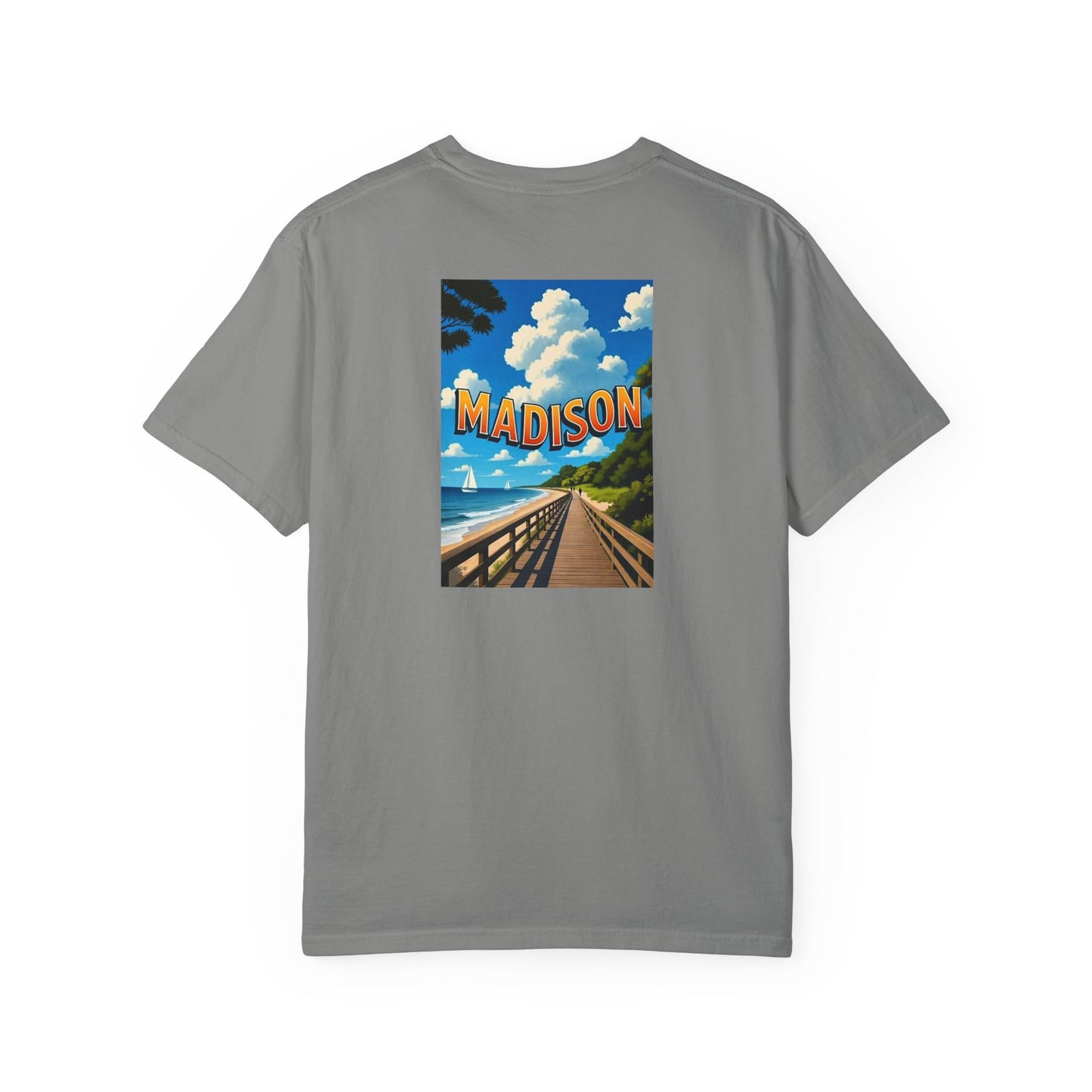 Madison Connecticut Vintage Retro Back Printed Art Series Cotton Tee - Black Logo