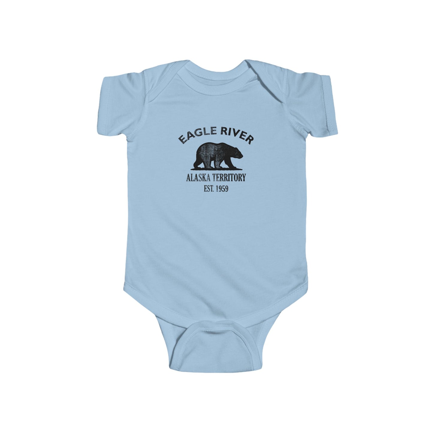 Eagle River Alaska Vintage Retro Cotton Jersey Baby Bodysuit - Black Logo