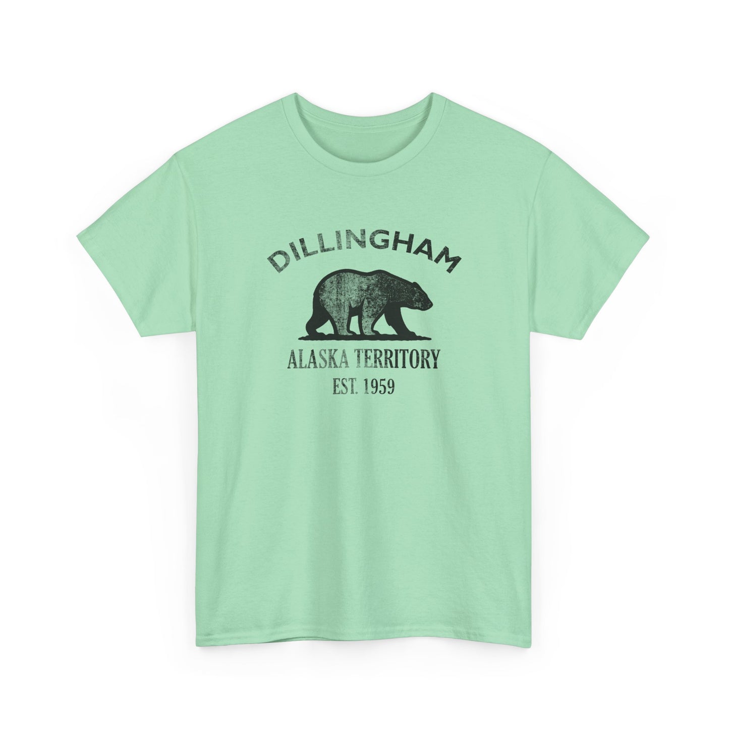 Dillingham Alaska Vintage Retro Unisex Heavy Cotton Tee - Black Logo
