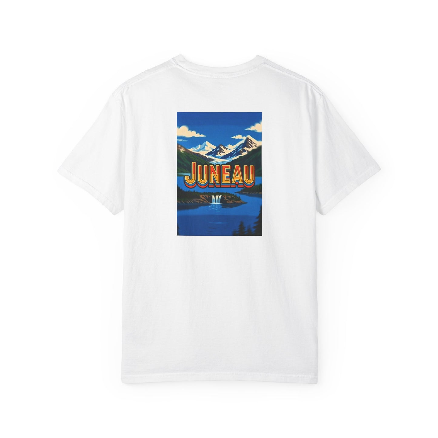 Juneau Alaska Vintage Retro Back Printed Art Series Cotton Tee - Black Logo