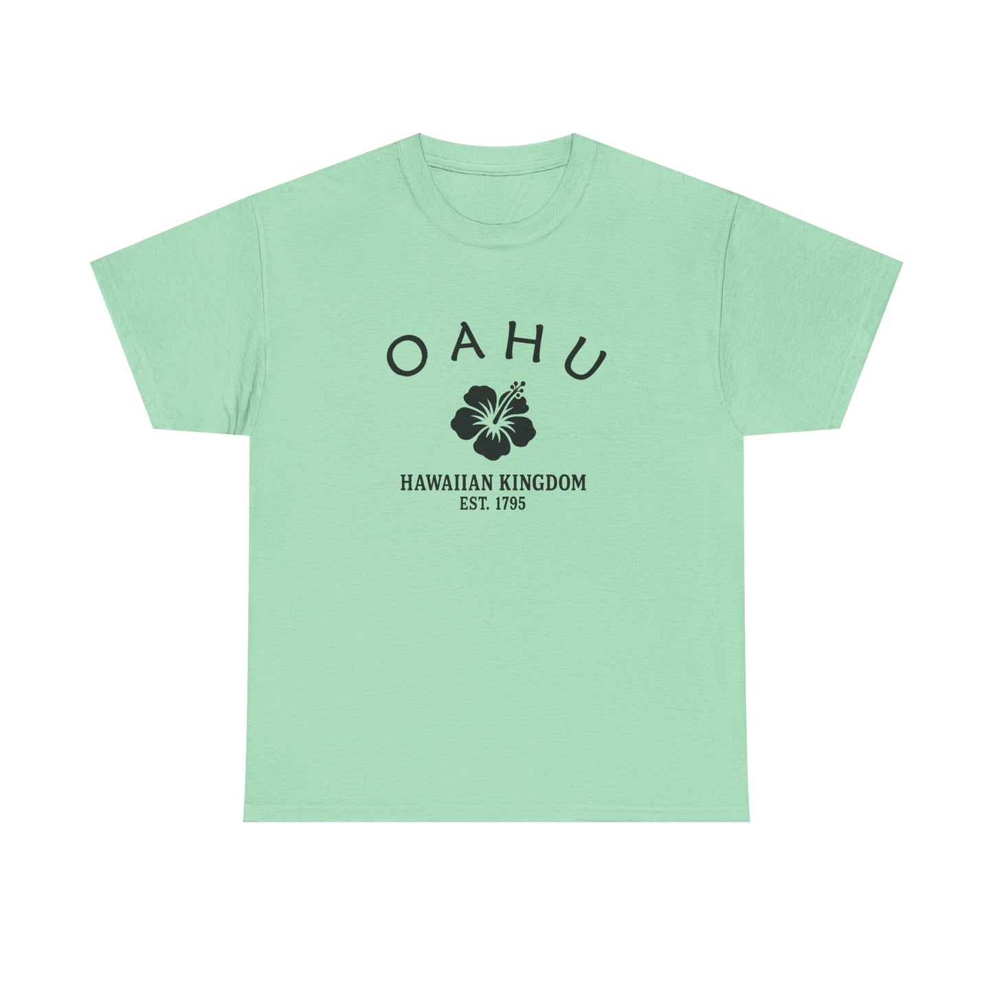 Oahu Hawaii Vintage Retro Unisex Heavy Cotton Tee - Black Logo
