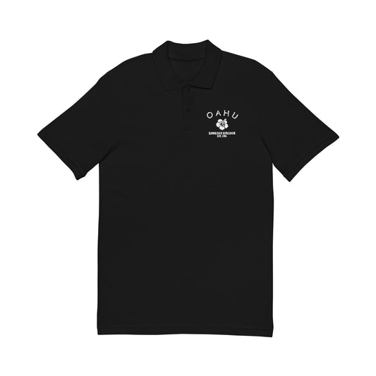 Oahu Hawaii Vintage Retro Unisex Embroidered Cotton Polo - White Logo