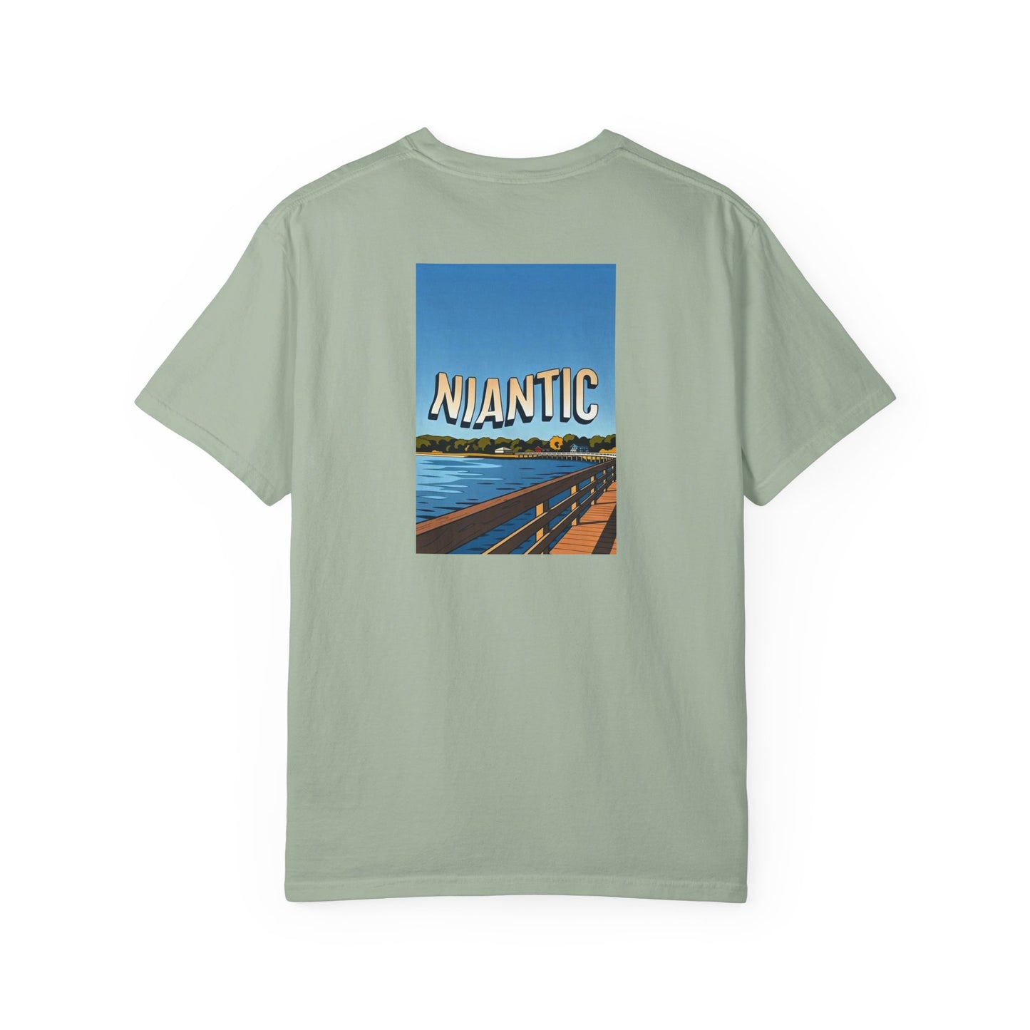 Niantic Connecticut Vintage Retro Back Printed Art Series Cotton Tee - Black Logo