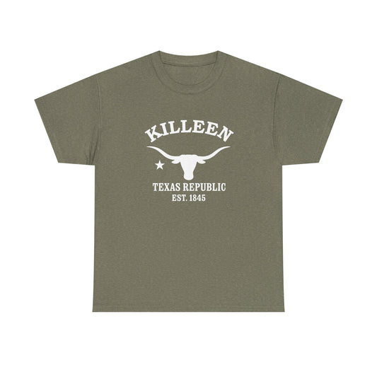 Killeen Texas Vintage Retro Unisex Heavy Cotton Tee - White Logo