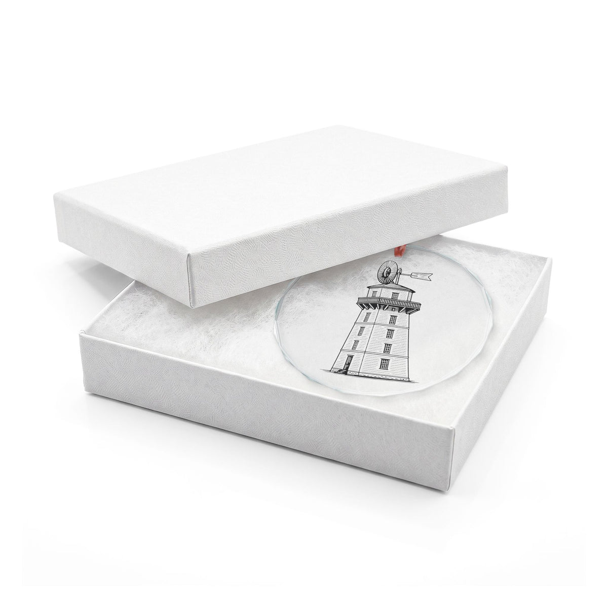 Farm Windmill Crystal Glass Ornament in Its White Gift Box