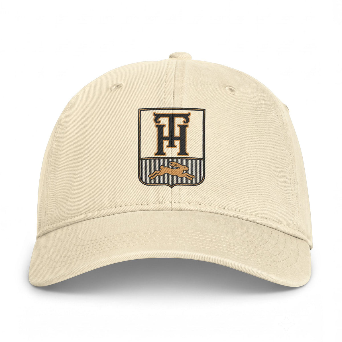 Ivory Team Haas Hat, TH Family Crest Printed on Washed Cotton Dad Cap