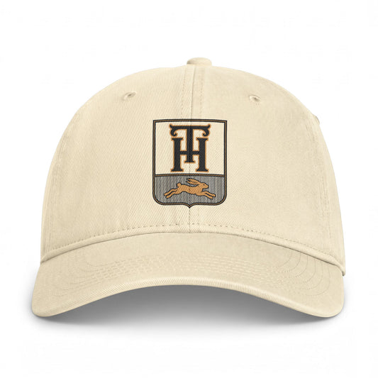 Ivory Team Haas Hat, TH Family Crest Printed on Washed Cotton Dad Cap