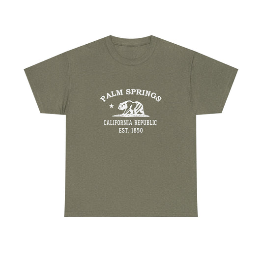 Palm Springs California Vintage Retro Unisex Heavy Cotton Tee - White Logo