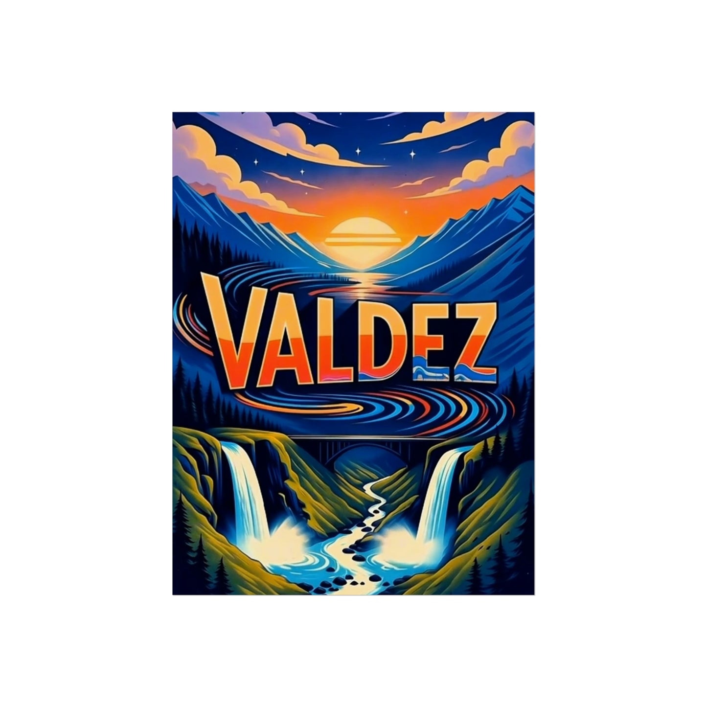 Valdez Alaska Vintage Retro Giclée Print Art Series Poster